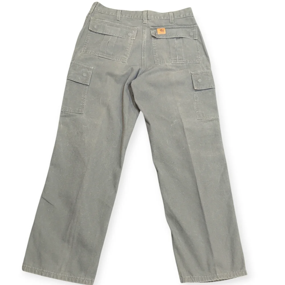 Carhartt Canvas Baggy Cargo Vintage Y2K Pants With Flap Pockets Men's Size 34x32